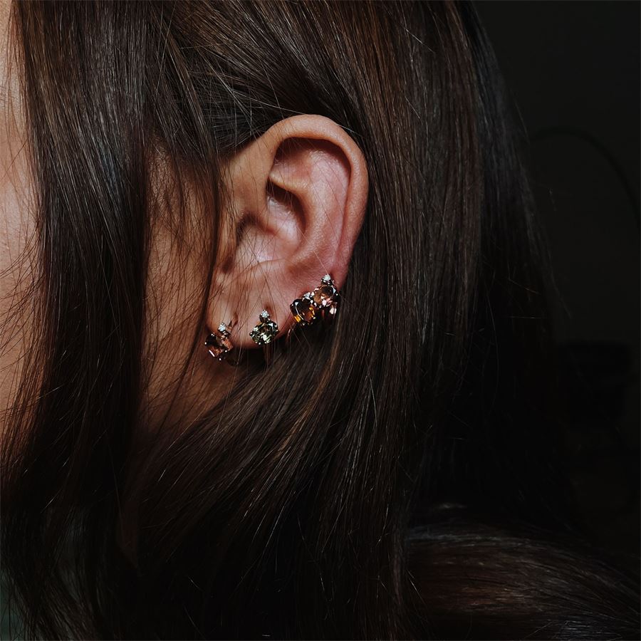 'Balance' hoop earrings with tourmalines BALANCE | OR XS TORM BRILLAU9R TORM CT.0,04